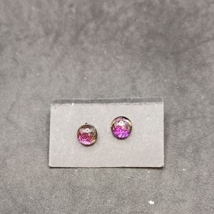 Elegant Pink and Purple Stud Earrings